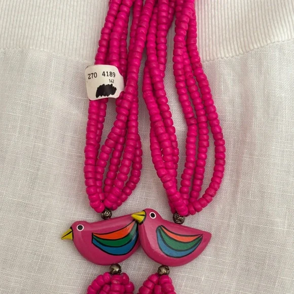 Collectif Vintage 1980s Pink Parrot Beaded Necklace and Earrings Women’s OS New - Picture 7 of 10